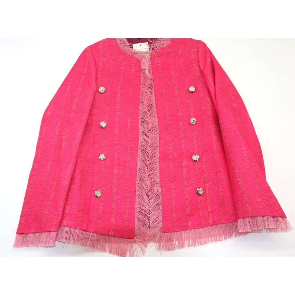 Retro Womens Pink Double-Breasted Blazer Fringe Corwgirl Barbiecore Elle Woods